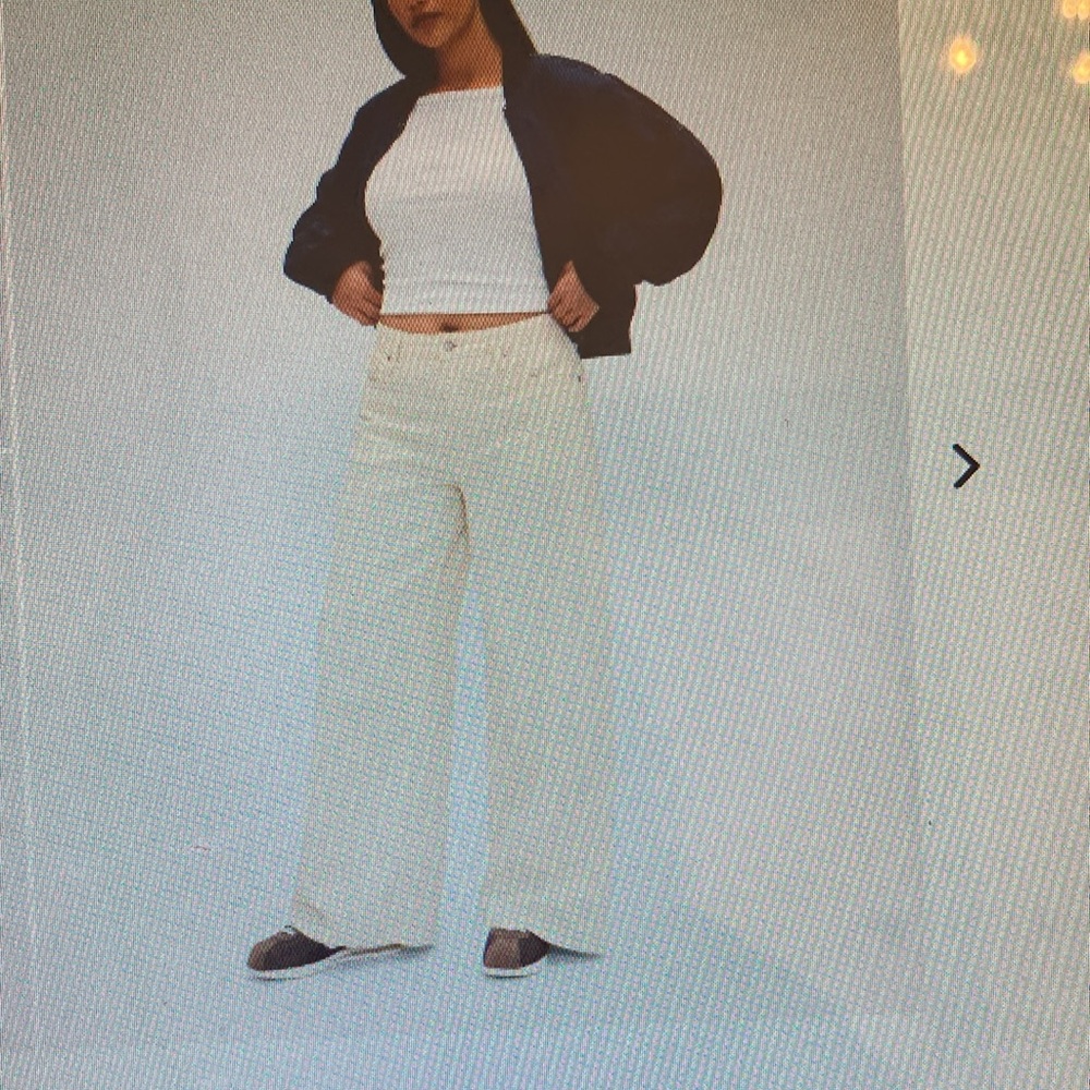 Cream Wide Leg Denim Jeans - Picture 7 of 7